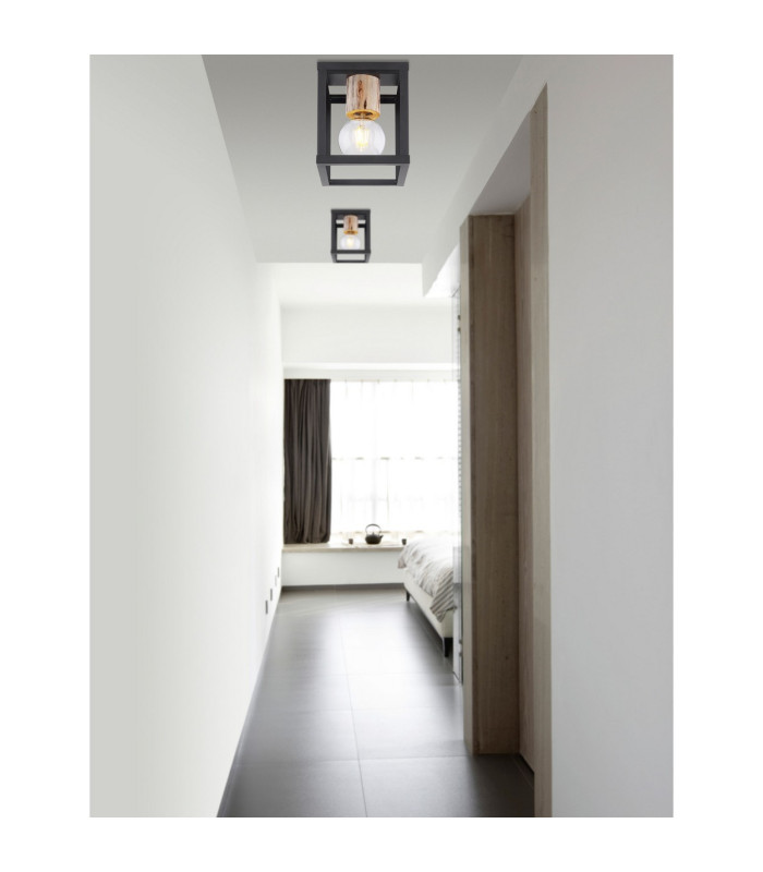 Hagar Semi Flush Ceiling Light Matt Black 1x E27-7