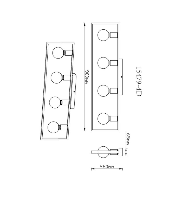 Daniel Ceiling Spotlight Bar Matt Black 4x E27-8