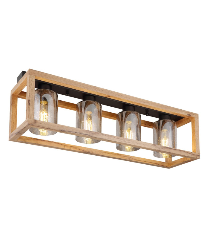 Pettey Ceiling Spotlight Bar Matt Black Smoke With Air Bubbles Glass Shade 4x E27-1