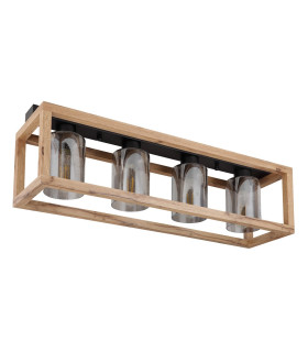 Pettey Ceiling Spotlight Bar Matt Black Smoke With Air Bubbles Glass Shade 4x E27-2