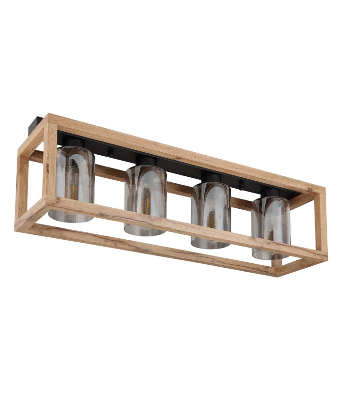 Pettey Ceiling Spotlight Bar Matt Black Smoke With Air Bubbles Glass Shade 4x E27-2