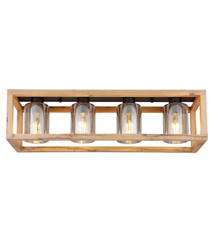Pettey Ceiling Spotlight Bar Matt Black Smoke With Air Bubbles Glass Shade 4x E27-3
