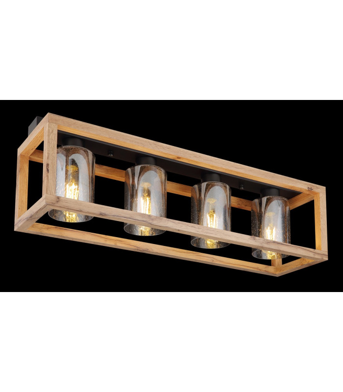 Pettey Ceiling Spotlight Bar Matt Black Smoke With Air Bubbles Glass Shade 4x E27-5