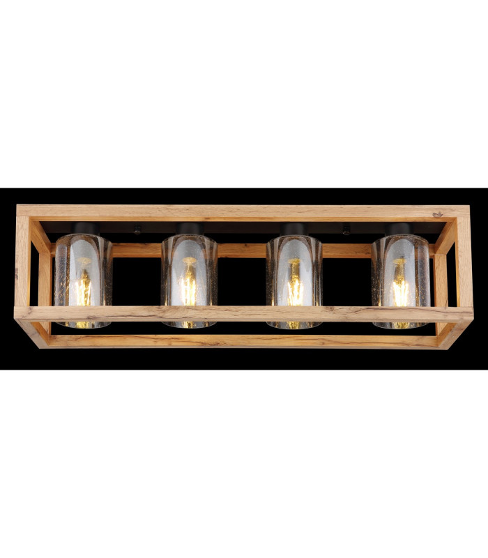 Pettey Ceiling Spotlight Bar Matt Black Smoke With Air Bubbles Glass Shade 4x E27-6