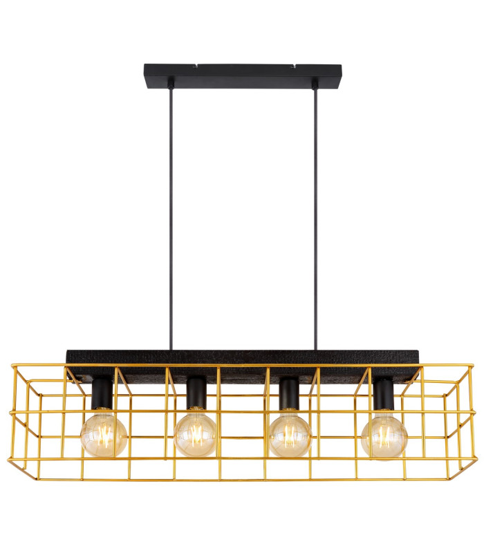 Merril Bar Pendant Ceiling Light Black 4x E27-3