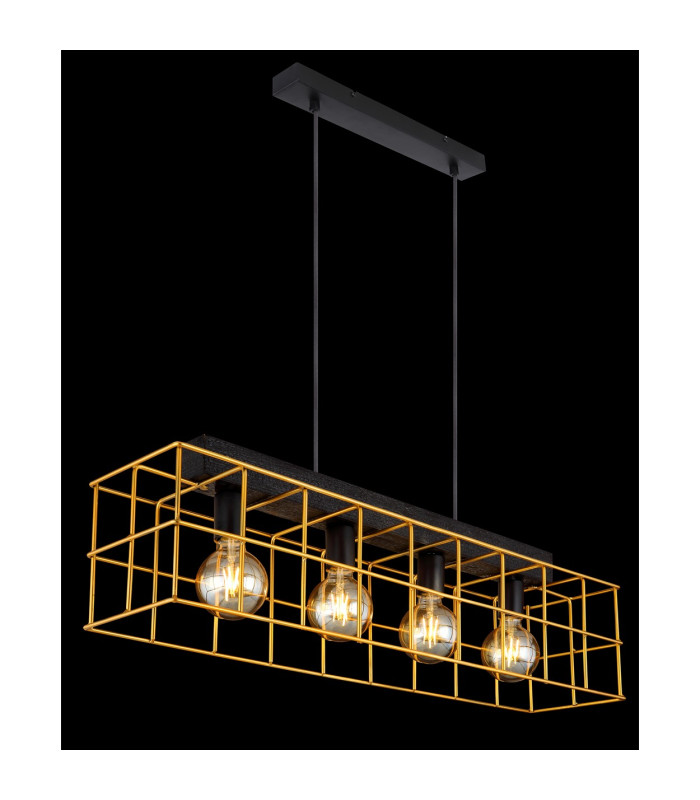 Merril Bar Pendant Ceiling Light Black 4x E27-5