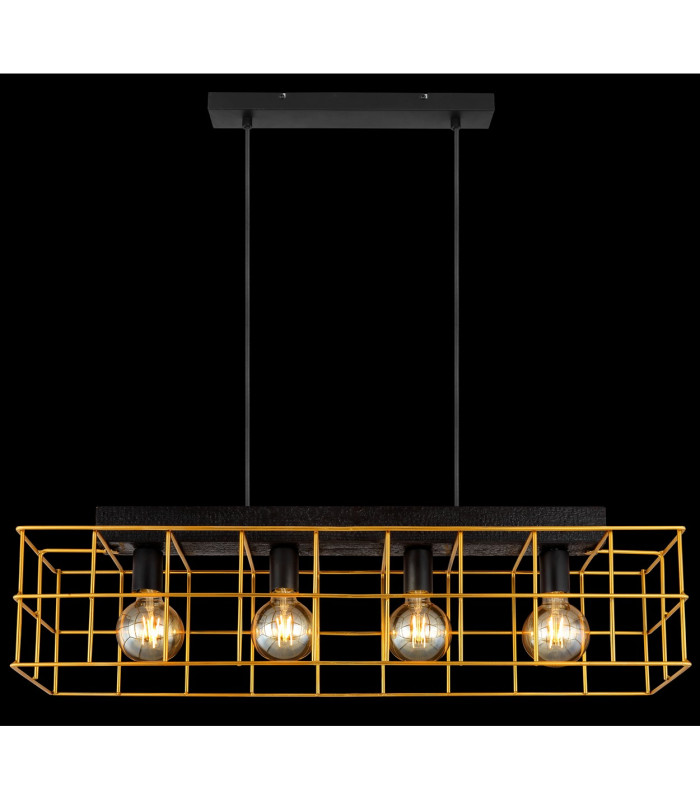 Merril Bar Pendant Ceiling Light Black 4x E27-6