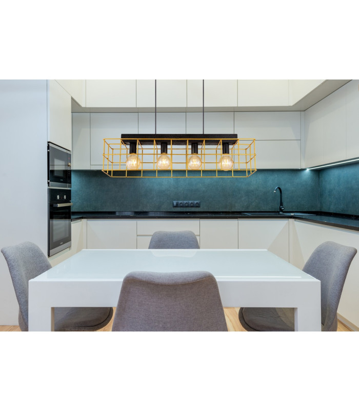 Merril Bar Pendant Ceiling Light Black 4x E27-7