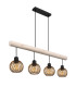 Paulo Bar Pendant Ceiling Light Matt Black Amber Glass Shade 4x E27-2
