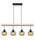 Paulo Bar Pendant Ceiling Light Matt Black Amber Glass Shade 4x E27-3