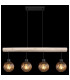 Paulo Bar Pendant Ceiling Light Matt Black Amber Glass Shade 4x E27-6