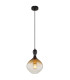 Aladdin 23cm Dome Pendant Ceiling Light Matt Black Smoke Glass Shade 1x E27-1