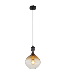 Aladdin 23cm Dome Pendant Ceiling Light Matt Black Smoke Glass Shade 1x E27-1