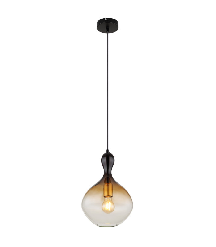 Aladdin 23cm Dome Pendant Ceiling Light Matt Black Smoke Glass Shade 1x E27-1
