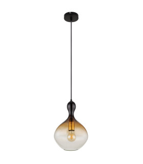 Aladdin 23cm Dome Pendant Ceiling Light Matt Black Smoke Glass Shade 1x E27-2