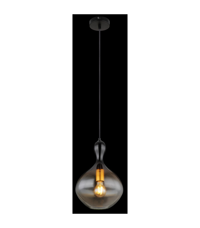 Aladdin 23cm Dome Pendant Ceiling Light Matt Black Smoke Glass Shade 1x E27-4