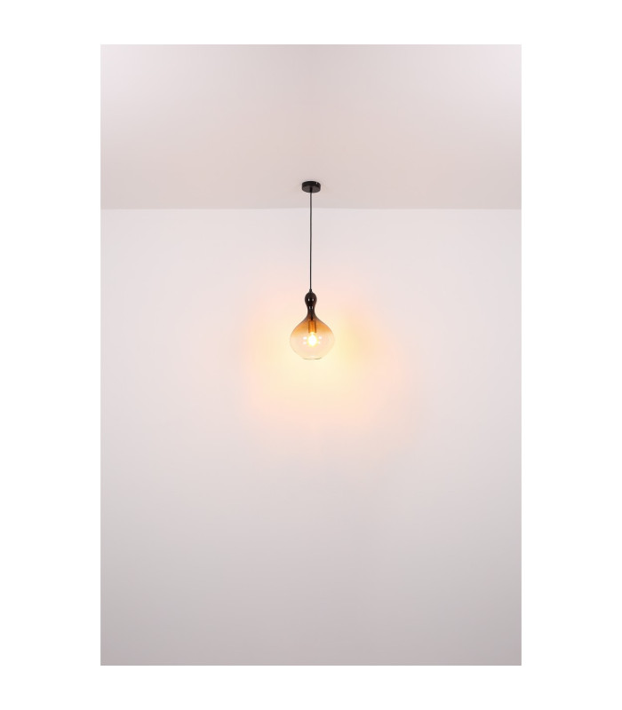 Aladdin 23cm Dome Pendant Ceiling Light Matt Black Smoke Glass Shade 1x E27-6