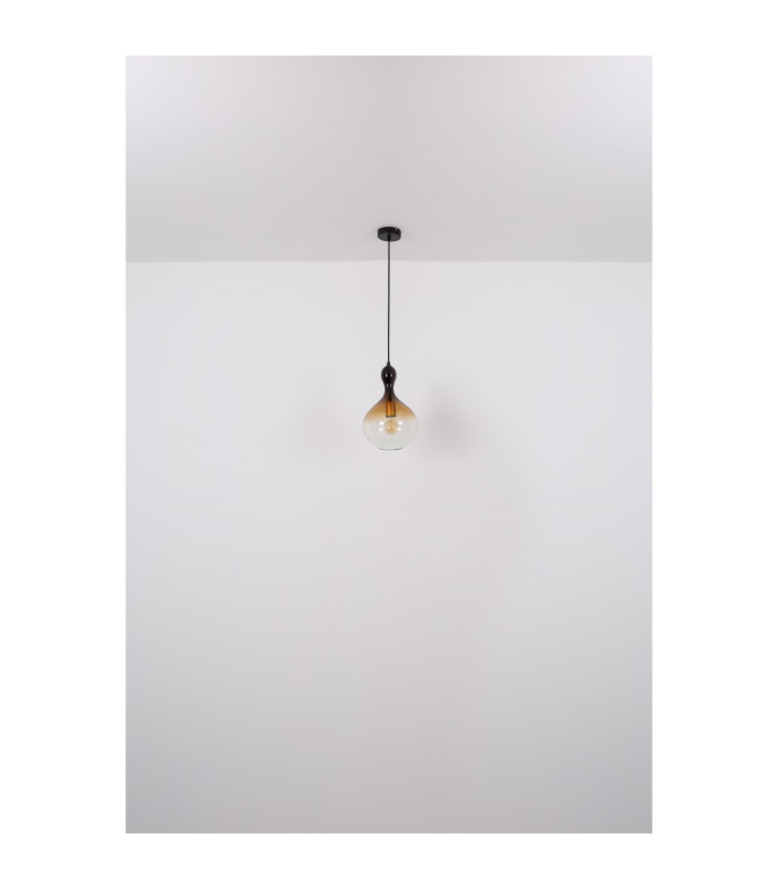 Aladdin 23cm Dome Pendant Ceiling Light Matt Black Smoke Glass Shade 1x E27-7