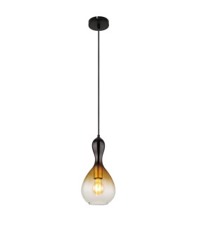 Aladdin 16.5cm Dome Pendant Ceiling Light Matt Black Smoke Glass Shade 1x E27-1