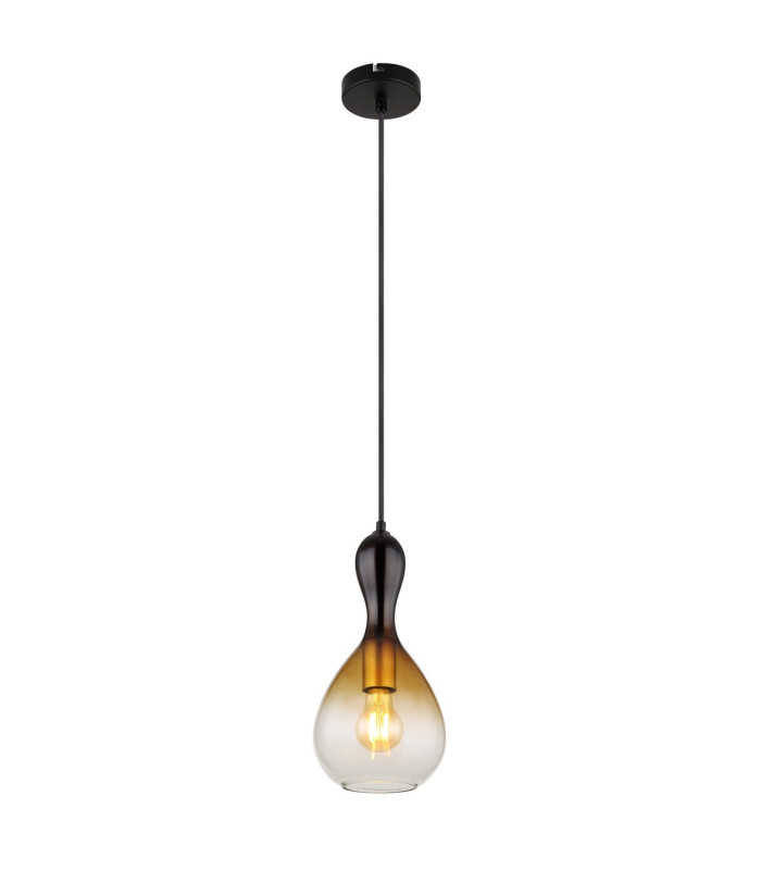 Aladdin 16.5cm Dome Pendant Ceiling Light Matt Black Smoke Glass Shade 1x E27-1