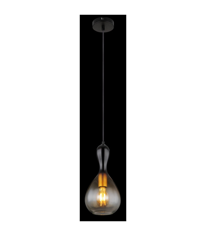 Aladdin 16.5cm Dome Pendant Ceiling Light Matt Black Smoke Glass Shade 1x E27-4