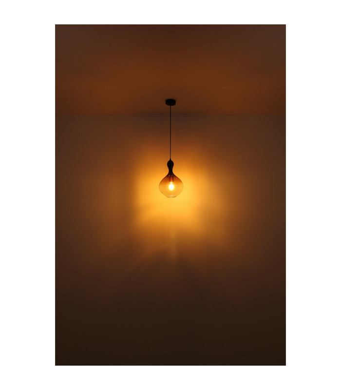 Aladdin 16.5cm Dome Pendant Ceiling Light Matt Black Smoke Glass Shade 1x E27-5