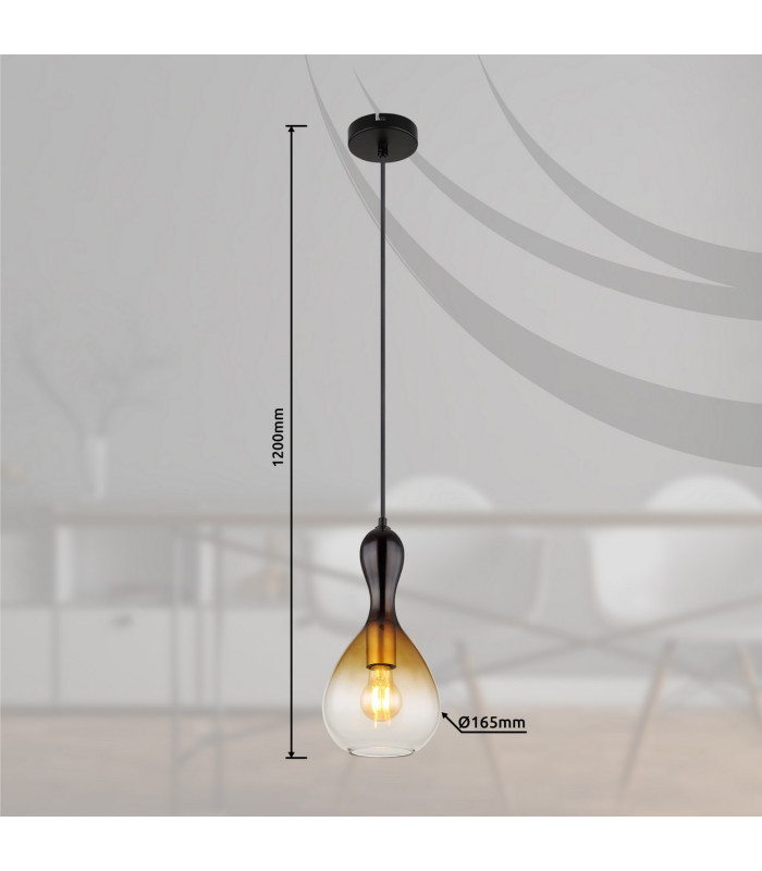 Aladdin 16.5cm Dome Pendant Ceiling Light Matt Black Smoke Glass Shade 1x E27-9