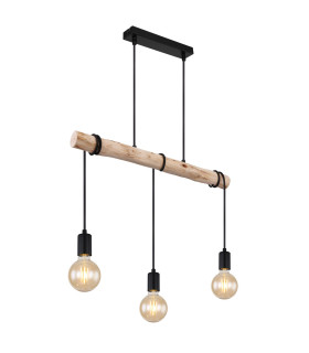 Gregor Bar Pendant Ceiling Light Black 3x E27-1