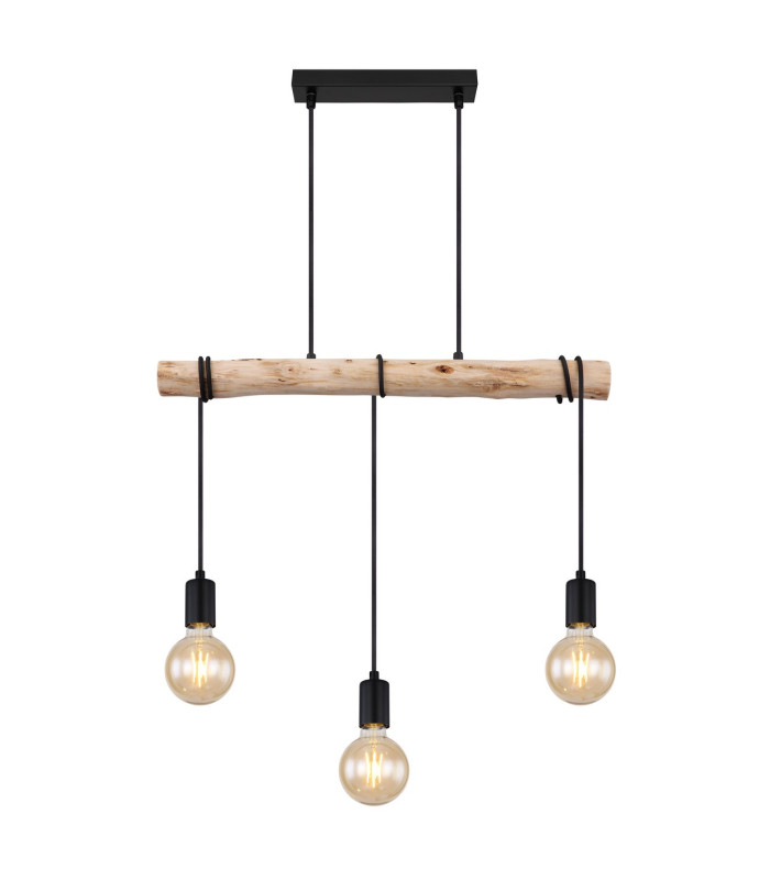 Gregor Bar Pendant Ceiling Light Black 3x E27-3
