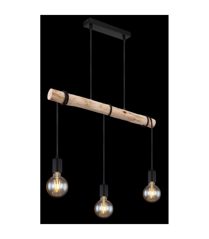 Gregor Bar Pendant Ceiling Light Black 3x E27-5