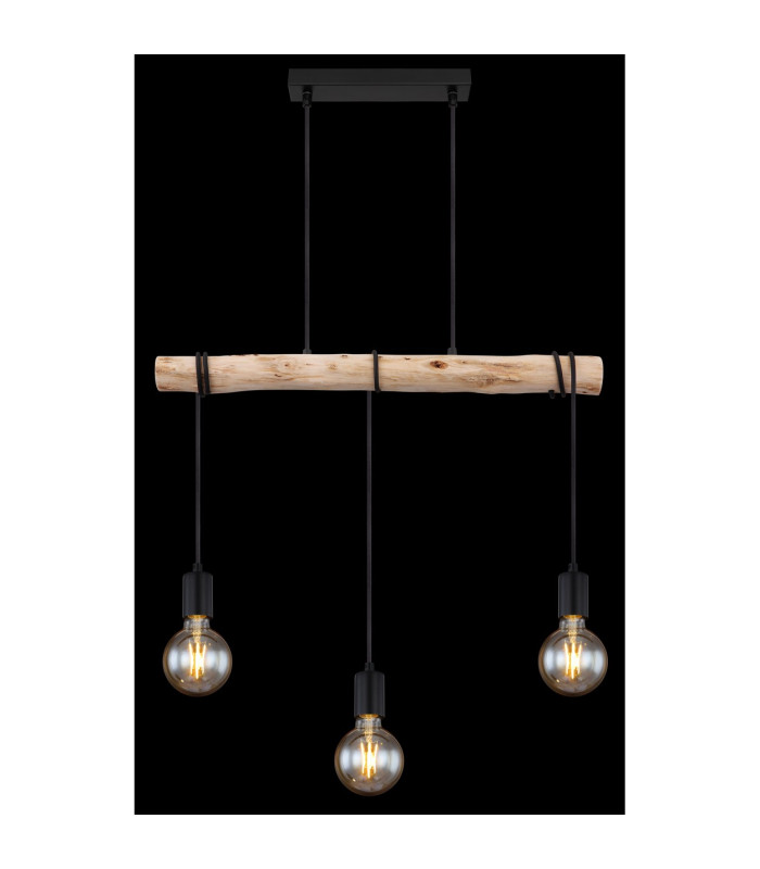 Gregor Bar Pendant Ceiling Light Black 3x E27-6