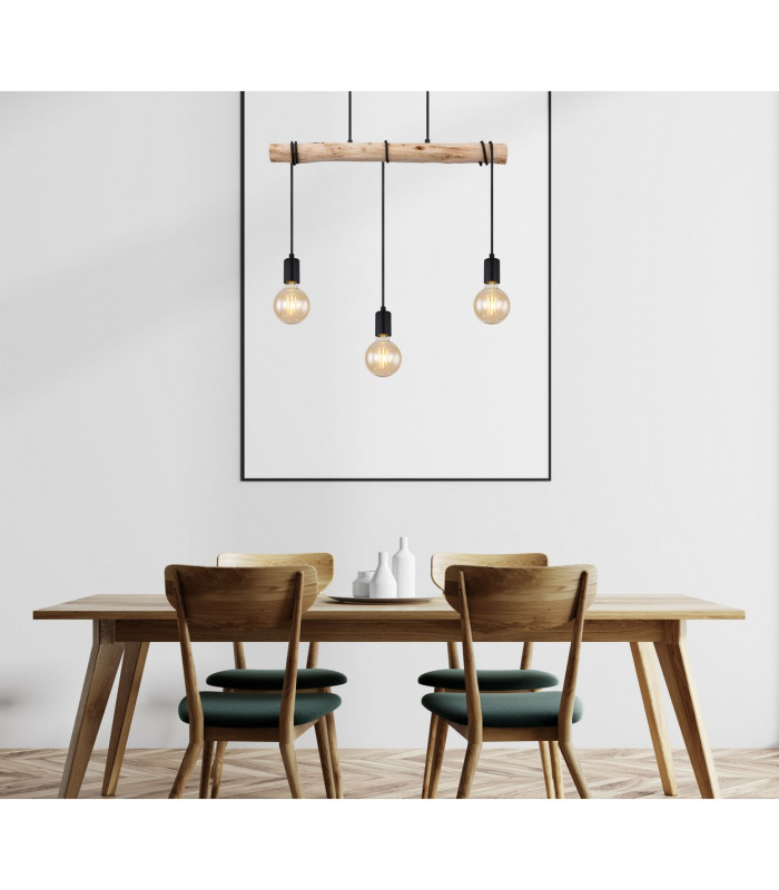 Gregor Bar Pendant Ceiling Light Black 3x E27-8
