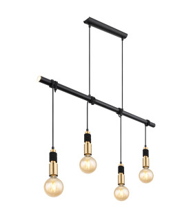Alexius Bar Pendant Ceiling Light Matt Black 4x E27-1