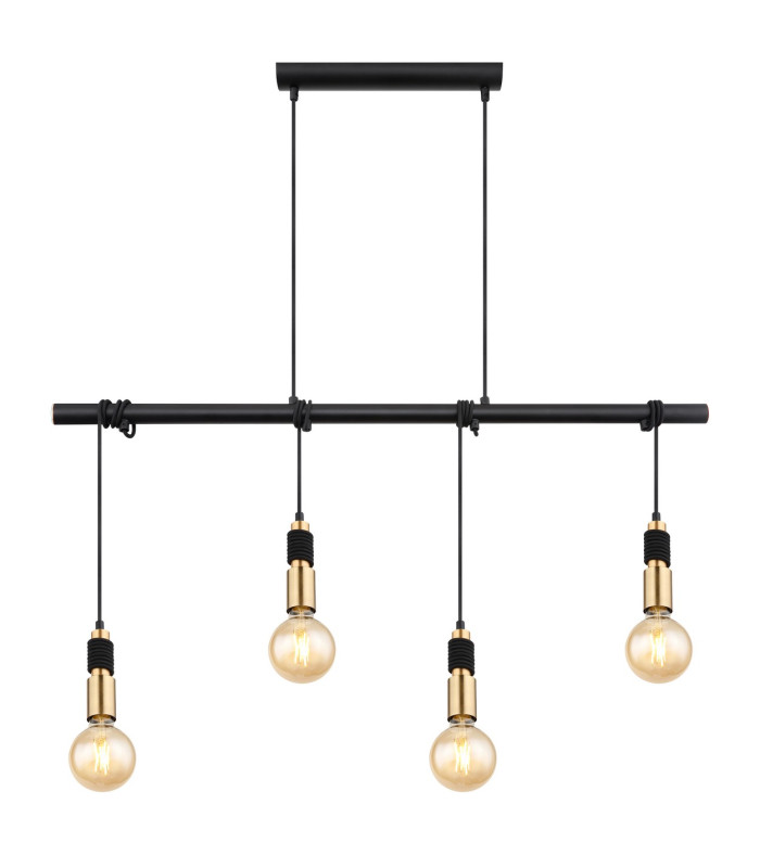 Alexius Bar Pendant Ceiling Light Matt Black 4x E27-3