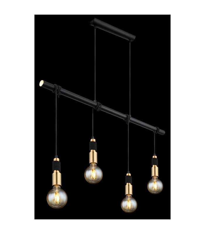 Alexius Bar Pendant Ceiling Light Matt Black 4x E27-5