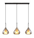 Geeky Bar Pendant Ceiling Light Matt Black Smoke Glass Shade 3x E27-3