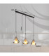 Geeky Bar Pendant Ceiling Light Matt Black Smoke Glass Shade 3x E27-6