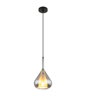 Geeky Dome Pendant Ceiling Light Matt Black Smoke Glass Shade 1x E27-1