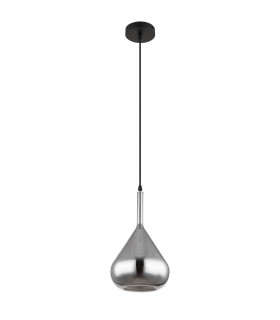 Geeky Dome Pendant Ceiling Light Matt Black Smoke Glass Shade 1x E27-2