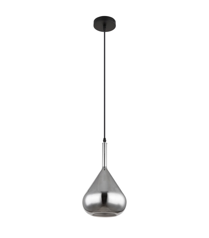 Geeky Dome Pendant Ceiling Light Matt Black Smoke Glass Shade 1x E27-2