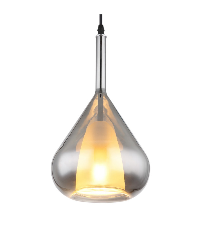 Geeky Dome Pendant Ceiling Light Matt Black Smoke Glass Shade 1x E27-3