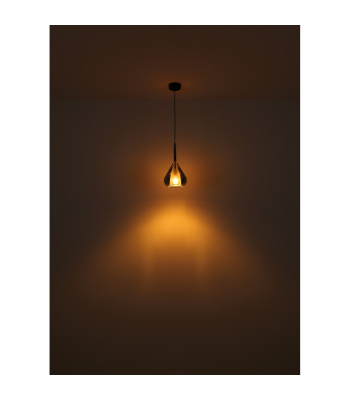 Geeky Dome Pendant Ceiling Light Matt Black Smoke Glass Shade 1x E27-4
