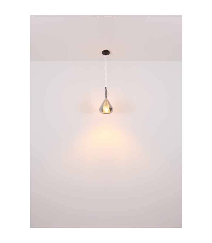 Geeky Dome Pendant Ceiling Light Matt Black Smoke Glass Shade 1x E27-5