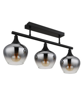 Maxy Globe Ceiling Light Matt Black Smoke Glass Shade 3x E27-2