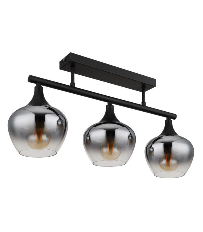 Maxy Globe Ceiling Light Matt Black Smoke Glass Shade 3x E27-2