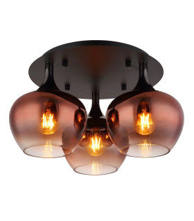 Maxy Globe Ceiling Light Matt Black Copper Glass Shade 3x E27-1