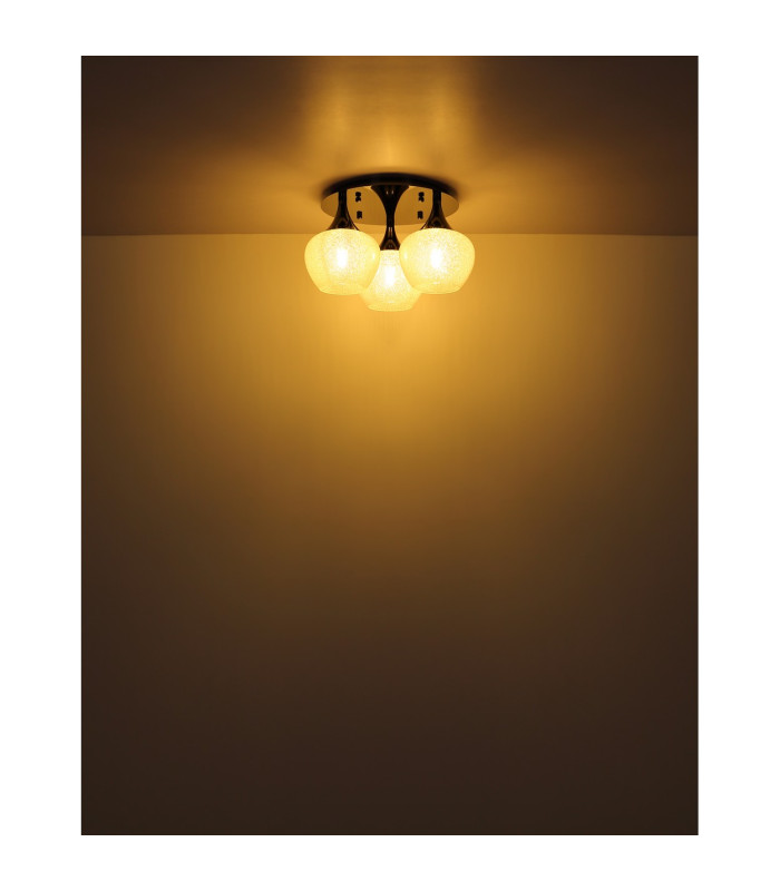 Maxy Globe Ceiling Light Gunmetal Clear Glass Shade 3x E27-4