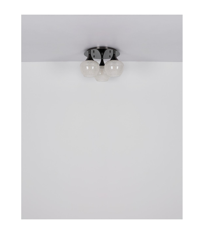 Maxy Globe Ceiling Light Gunmetal Clear Glass Shade 3x E27-6