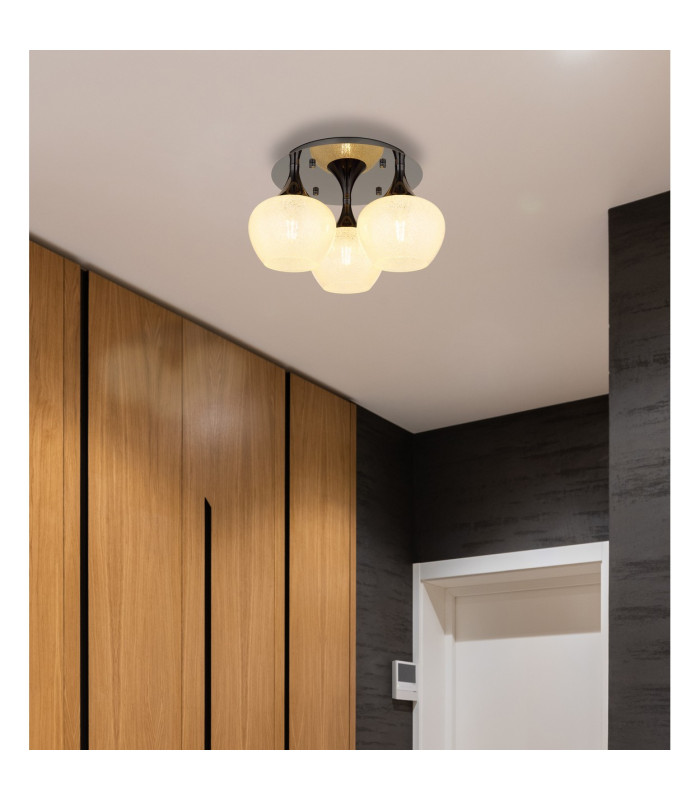 Maxy Globe Ceiling Light Gunmetal Clear Glass Shade 3x E27-7