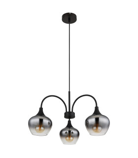 Maxy Multi Arm Pendant Ceiling Light Matt Black Smoke Glass Shade 3x E27-2